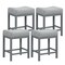 Costway 24.5" Bar Stool Set of 4 with Solid Rubber Wood Frame Humanized Footrest Kitchen White/Gray